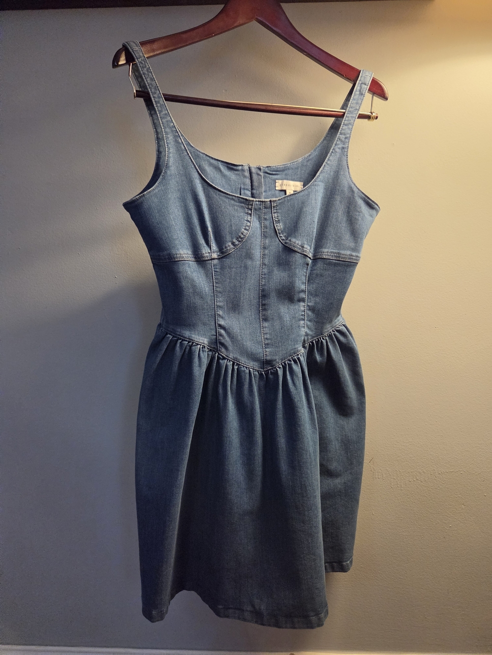 Gianni Bini Medium Blue Denim Sleeveless Fit-and-Flare Mini Dress
